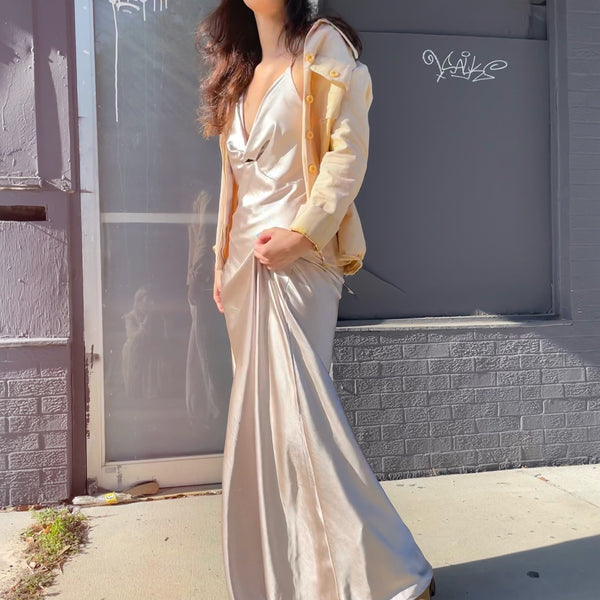 Sliding Into First Maxi Slip Dress