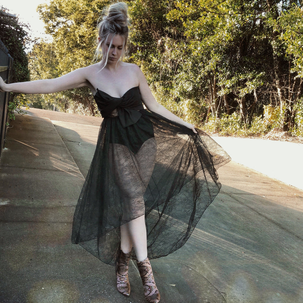 sheer tie up dress All Laced Up Sheer Layering Dress- Cement -